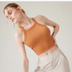 Athleta orange ribbed crop